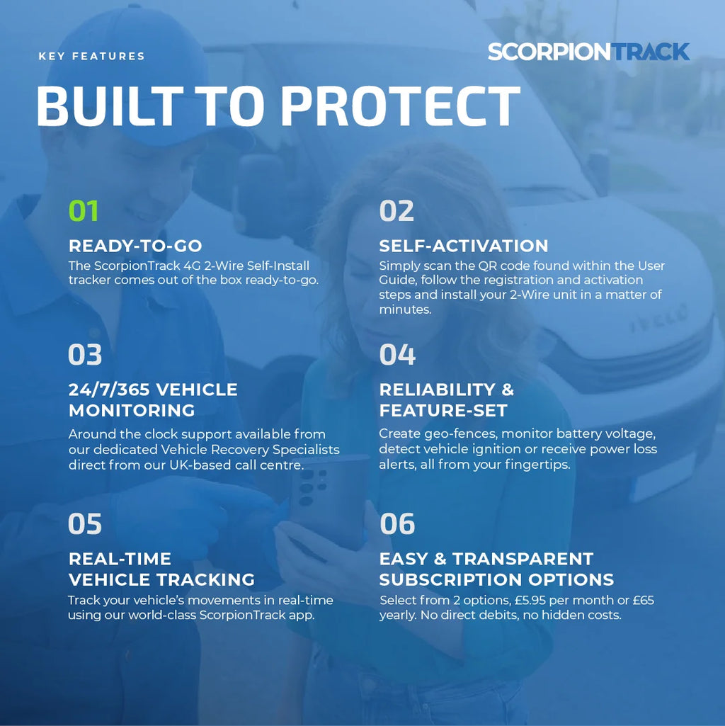 4G 2-Wire Self-Install Tracker Key Features - ScorpionTrack